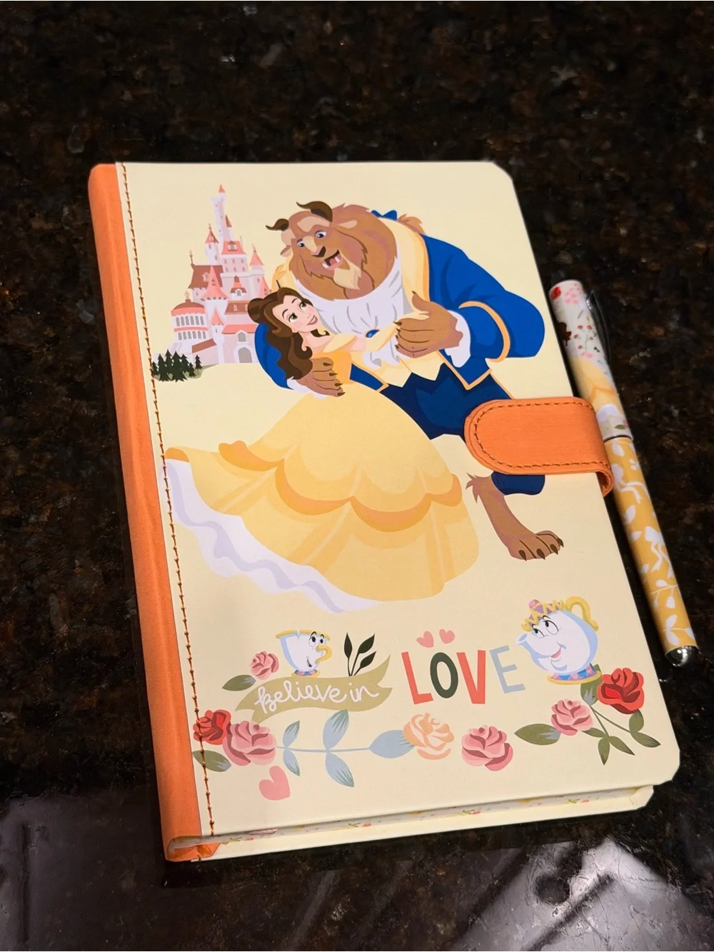 Disney Beauty and the Beast Hardcover Journal in Yellow, Blue & Orange